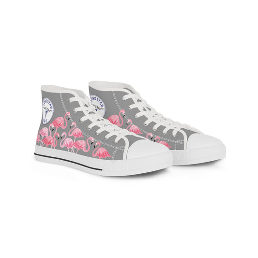 Pink Flamingo High Tops - Men's Grey