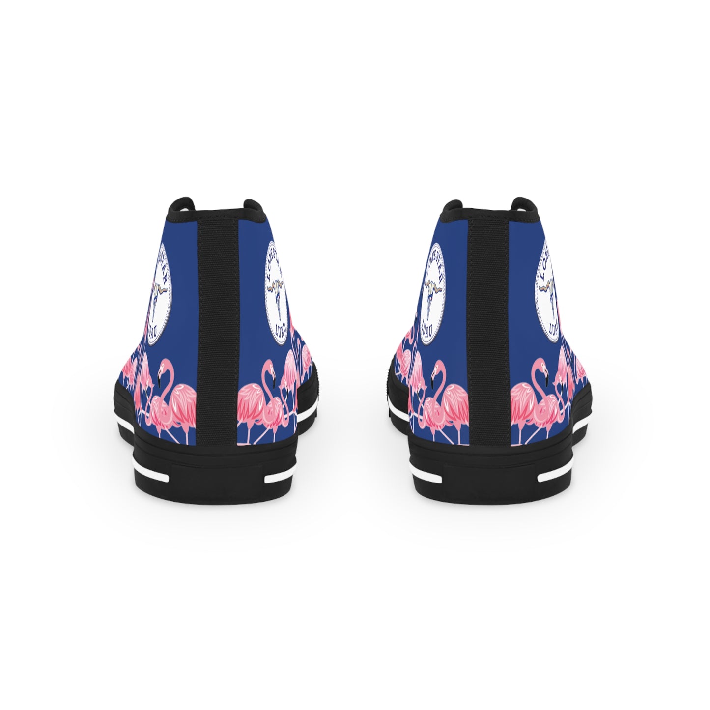 Pink Flamingo High Tops - Men's Dark Blue