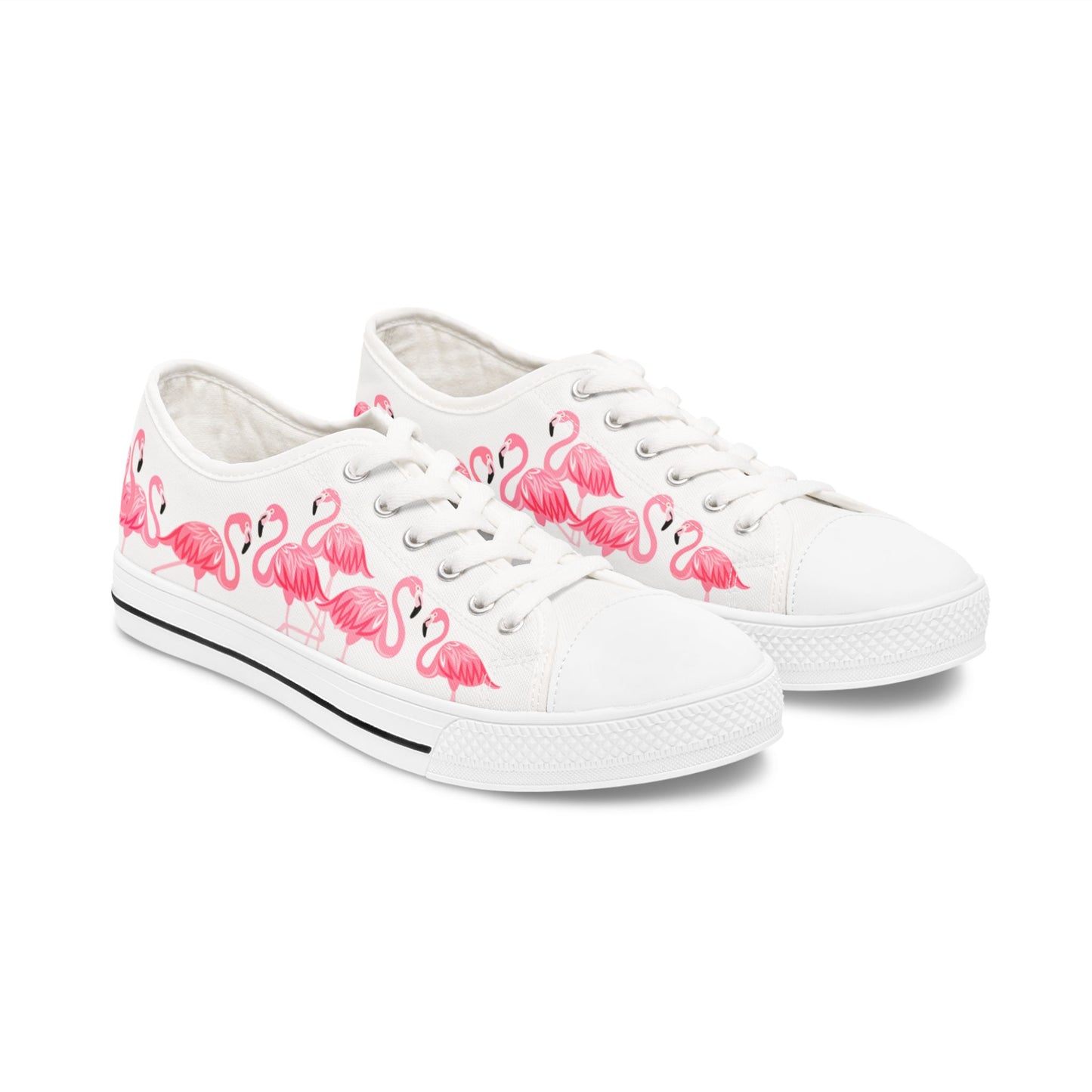 Pink Flamingo Low Top Sneakers - Women's White