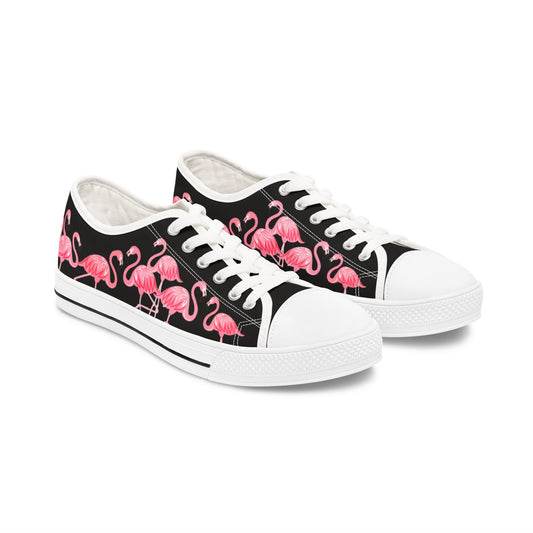 Pink Flamingo Low Top Sneakers - Women's Black