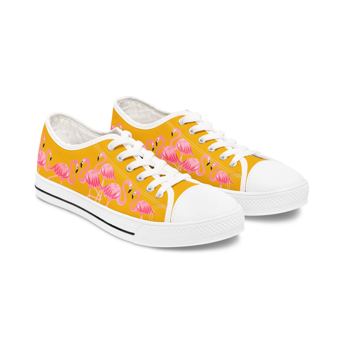 Pink Flamingo Low Top Sneakers - Women's Yellow