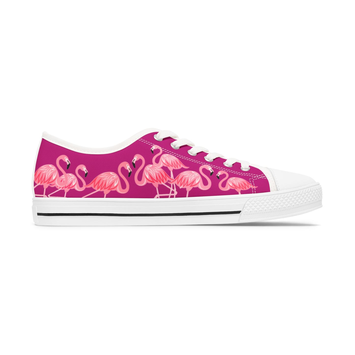 Pink Flamingo Low Top Sneakers - Women's Dark Pink