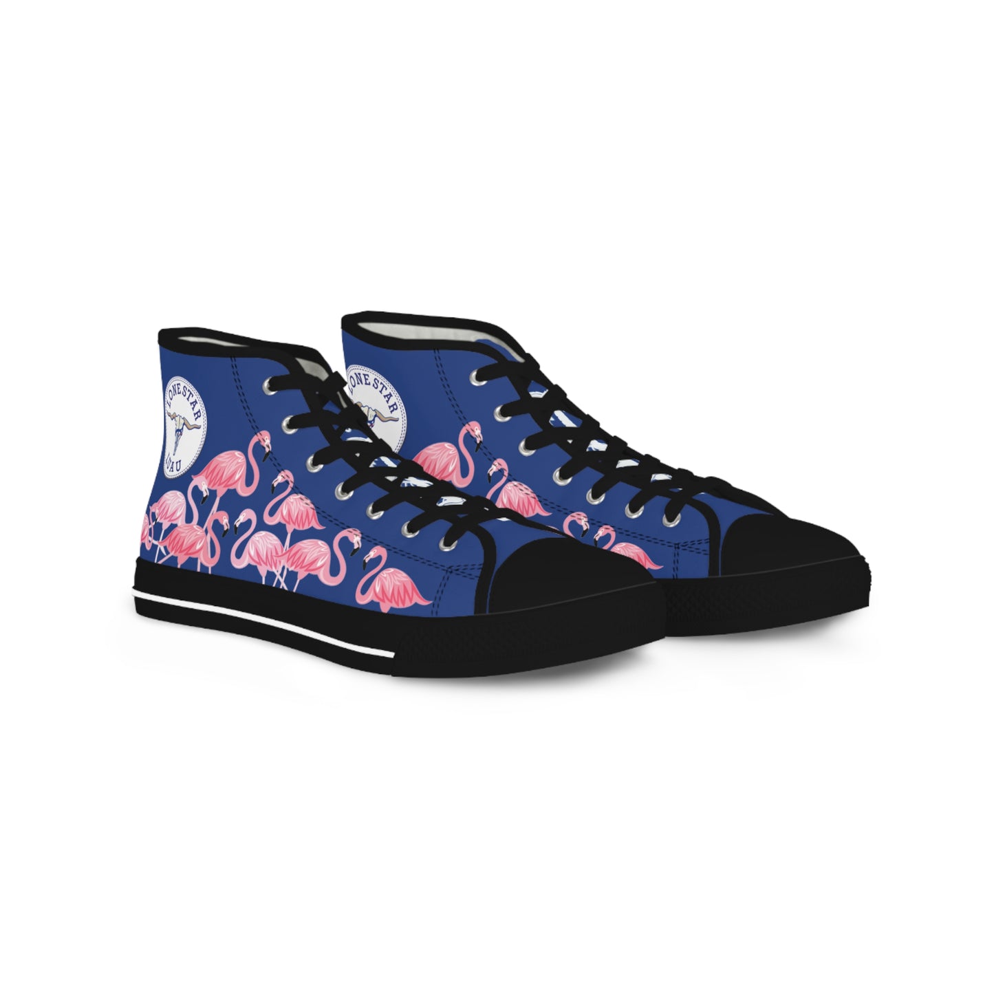 Pink Flamingo High Tops - Men's Dark Blue