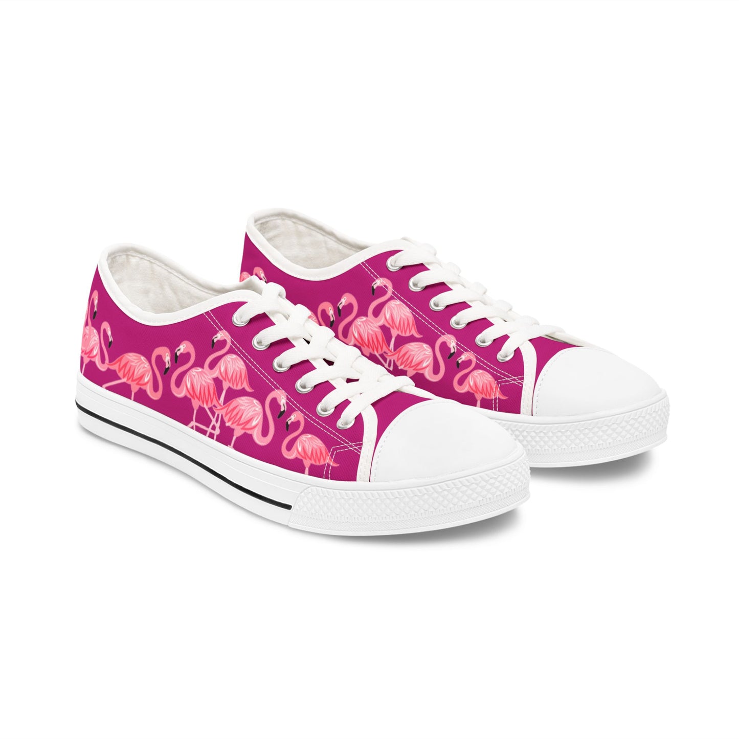 Pink Flamingo Low Top Sneakers - Women's Dark Pink