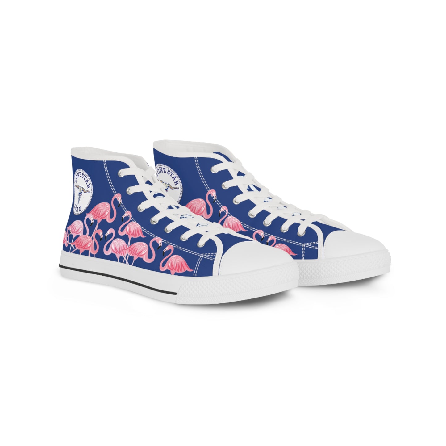 Pink Flamingo High Tops - Men's Dark Blue