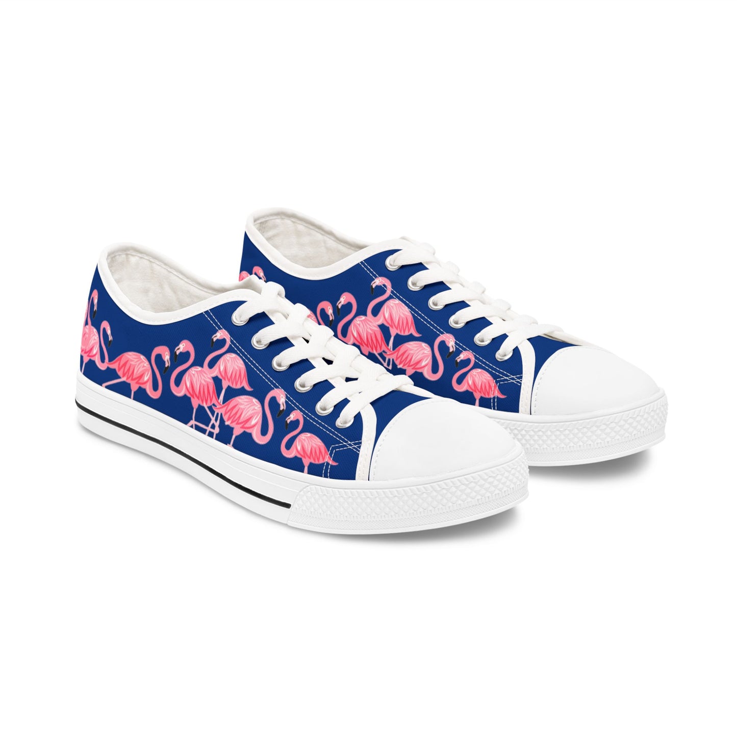 Pink Flamingo Low Top Sneakers - Women's Dark Blue