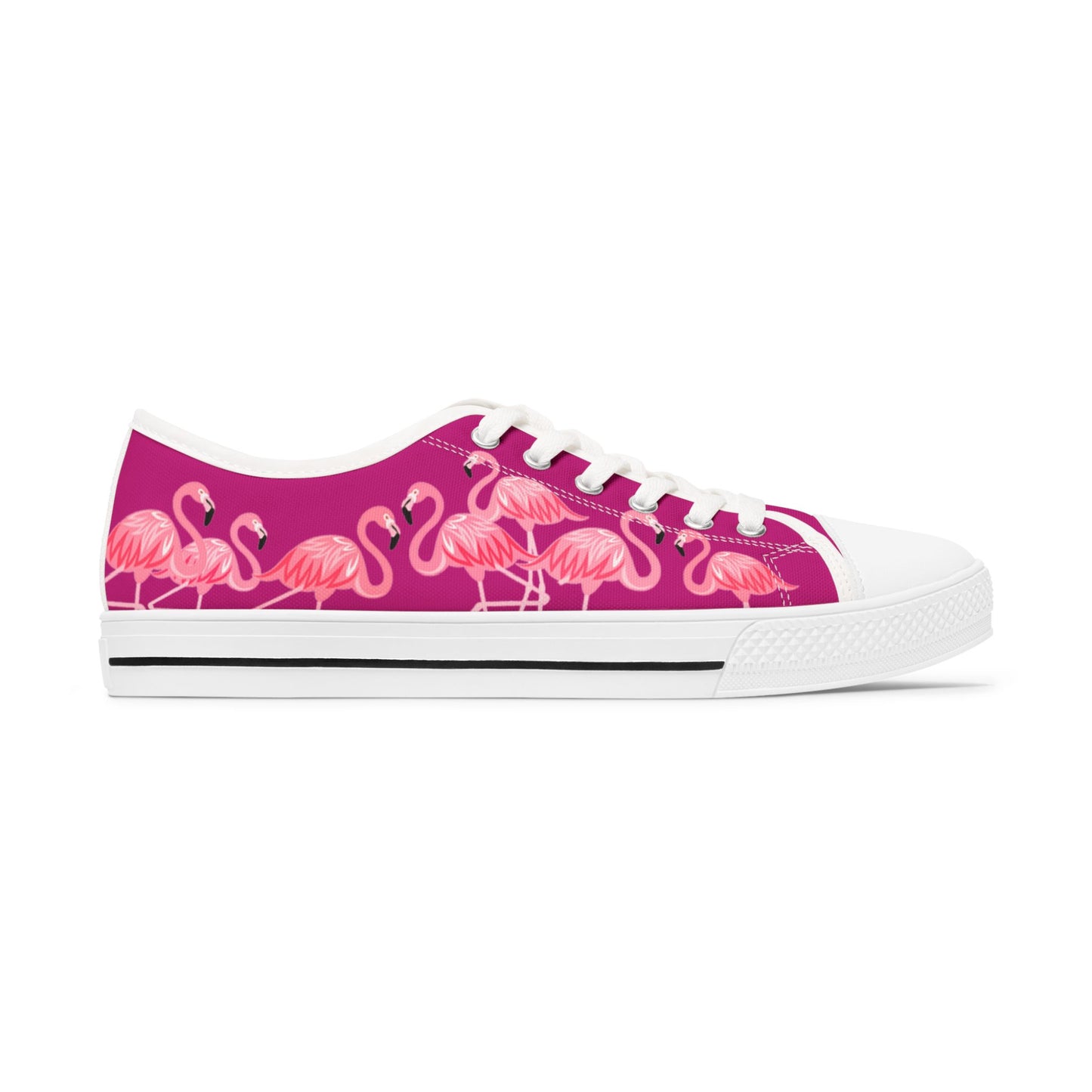 Pink Flamingo Low Top Sneakers - Women's Dark Pink